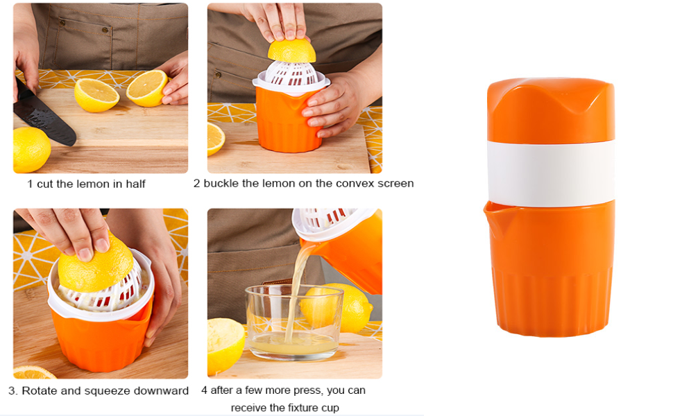Manual plastic juice press juicer cup Lemon Squeezer With Lid Plastic Manual Lemon Juicer Orange Press Cup Citrus Squeezer With Pour Spout Fruit Tools Juice Squeezer