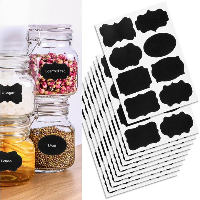 24 Pcs Labels for Jars, Pantry Labels, Food Label Stickers, Reusable Chalkboard Labels for Kitchen, Bottles,Food Containers