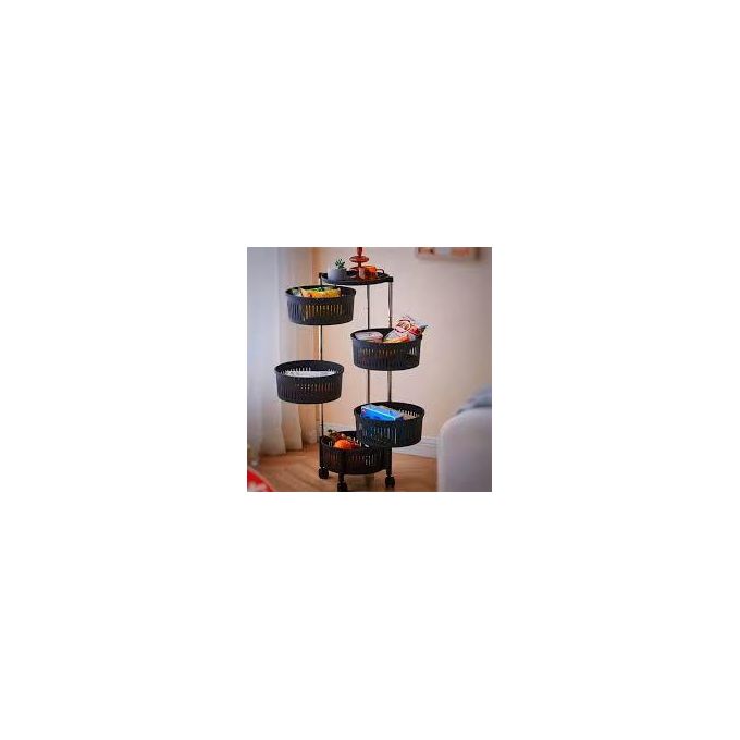 4 Layers Rotatable Rack Floor Living Room Multi-Layer Movable Fruit Vegetable Snack Stand Household Shelf