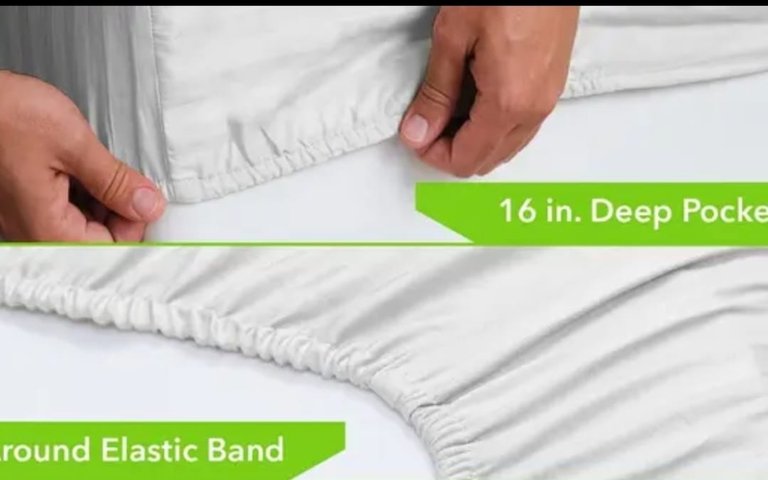 Fitted Plain/Stripped High Grade Premium Cotton Bed Sheet Set, 1Flat Bedsheet, 1 Fitted Bedsheets & 4 Pillow Cases