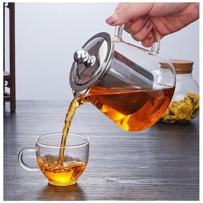 Borosilicate Glass Tea Pot with Heat Resistant Stainless Steel Infuser Perfect for Tea