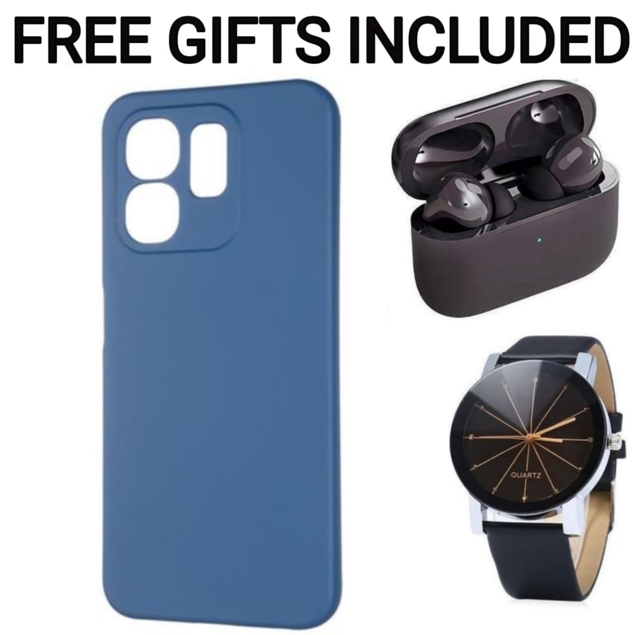 SUPER DEALS Soft Silicone Phone Case Prevention Protective Case,Back Cover for Infinix Smart 9, Smart 9 HD, Hot 50i, Note 40 Pro, Hot 40 Pro, Hot 50 Pro Plus + FREE Pro3 Earbuds + FREE Watch