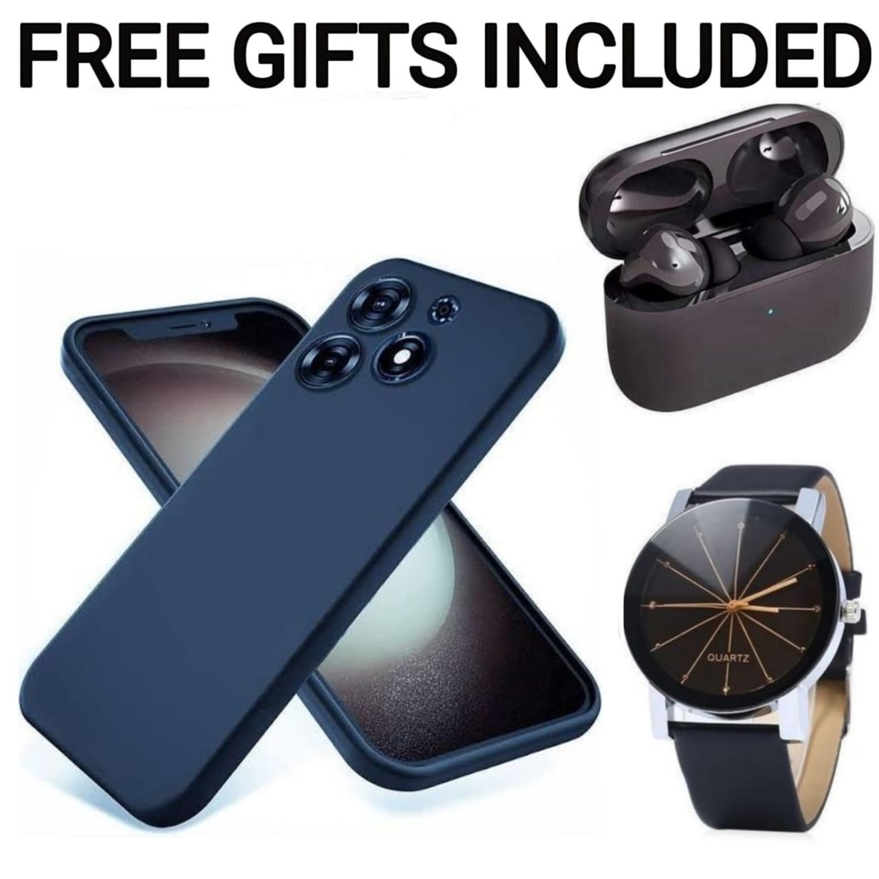 SUPER DEALS Soft Silicone Phone Case Prevention Protective Case,Back Cover for Infinix Smart 9, Smart 9 HD, Hot 50i, Note 40 Pro, Hot 40 Pro, Hot 50 Pro Plus + FREE Pro3 Earbuds + FREE Watch