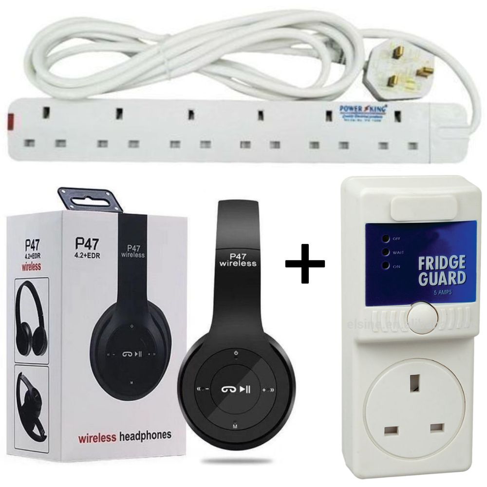 [SUPER DEALS!!!] Sundabests Power King Heavy Duty 4-way, 5-way, 6-way Power/Socket Extension Cable Charging Outlet extension cable Plus Free P47 Headphones+ Free Fridge Guard+ Free TV Guard