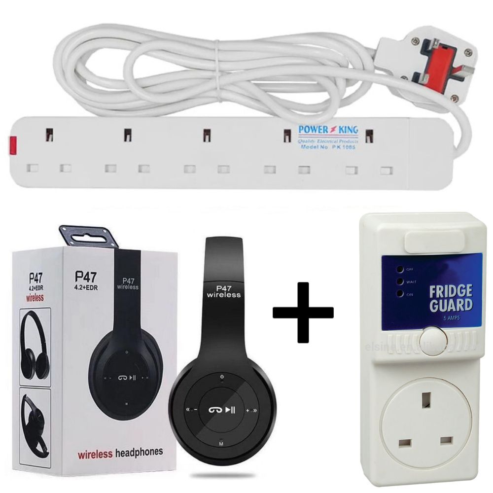 [SUPER DEALS!!!] Sundabests Power King Heavy Duty 4-way, 5-way, 6-way Power/Socket Extension Cable Charging Outlet extension cable Plus Free P47 Headphones+ Free Fridge Guard+ Free TV Guard