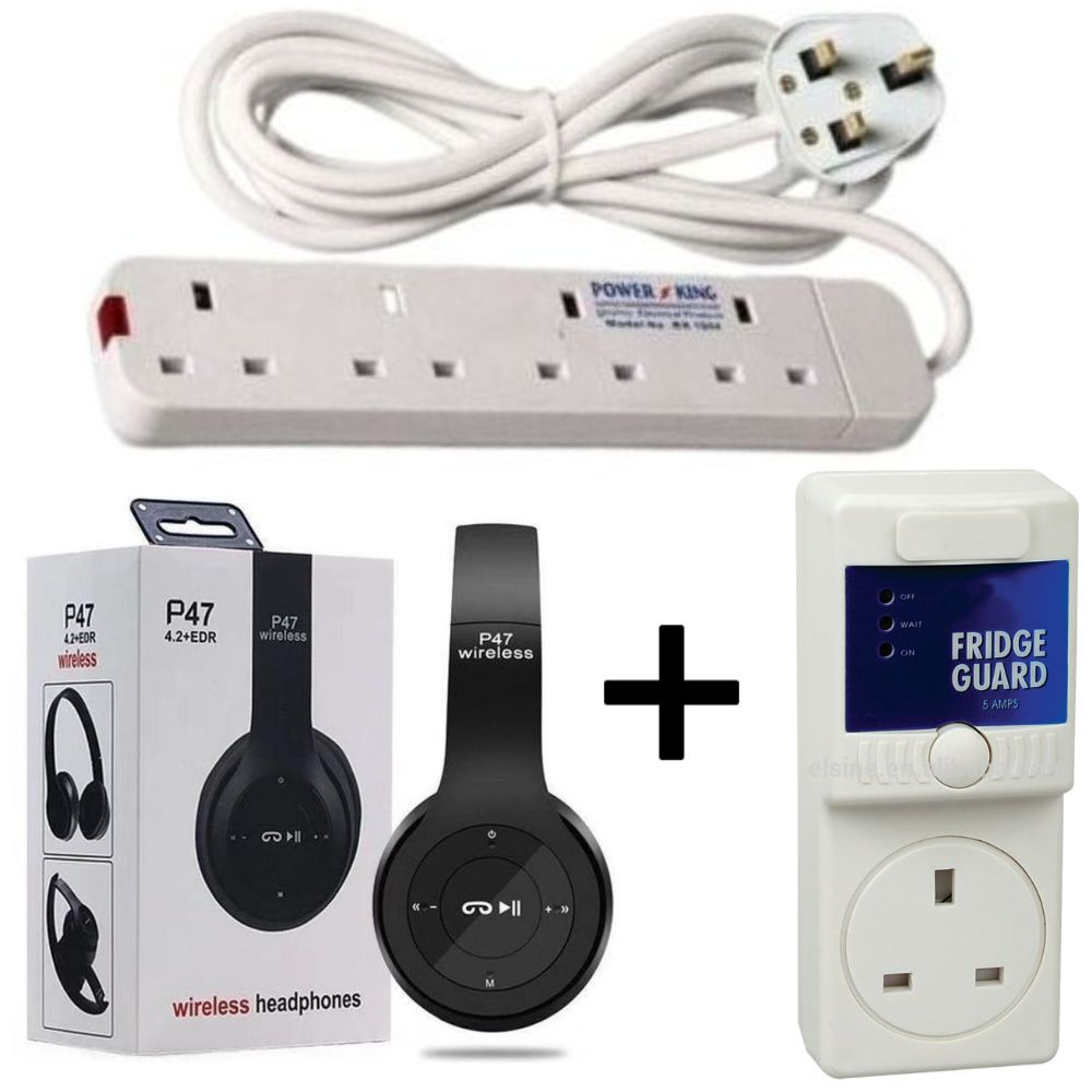 [SUPER DEALS!!!] Sundabests Power King Heavy Duty 4-way, 5-way, 6-way Power/Socket Extension Cable Charging Outlet extension cable Plus Free P47 Headphones+ Free Fridge Guard+ Free TV Guard