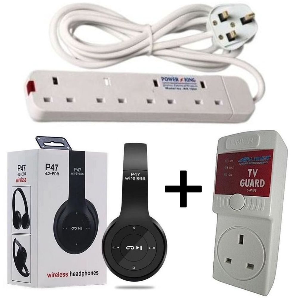 [SUPER DEALS!!!] Sundabests Power King Heavy Duty 4-way, 5-way, 6-way Power/Socket Extension Cable Charging Outlet extension cable Plus Free P47 Headphones+ Free Fridge Guard+ Free TV Guard