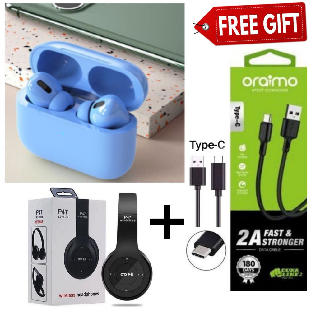 Air Pro3 MAX TWS inPods13 Pro 3 ear pods Wireless Bluetooth Earphone Bluetooth for all Smart phone Plus Free Type C Cable+Free Watch+Free Cap/Hat+Free 32GBMem+Free Smart Watch+Free P47+Free 32GB Flash