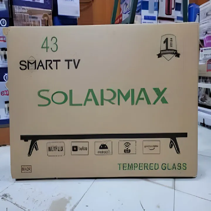 🎁 Solarmax 43" Smart TV – Bluetooth Connectivity, Tempered Glass Design, HD Display, and 1-Year Warranty 🎁