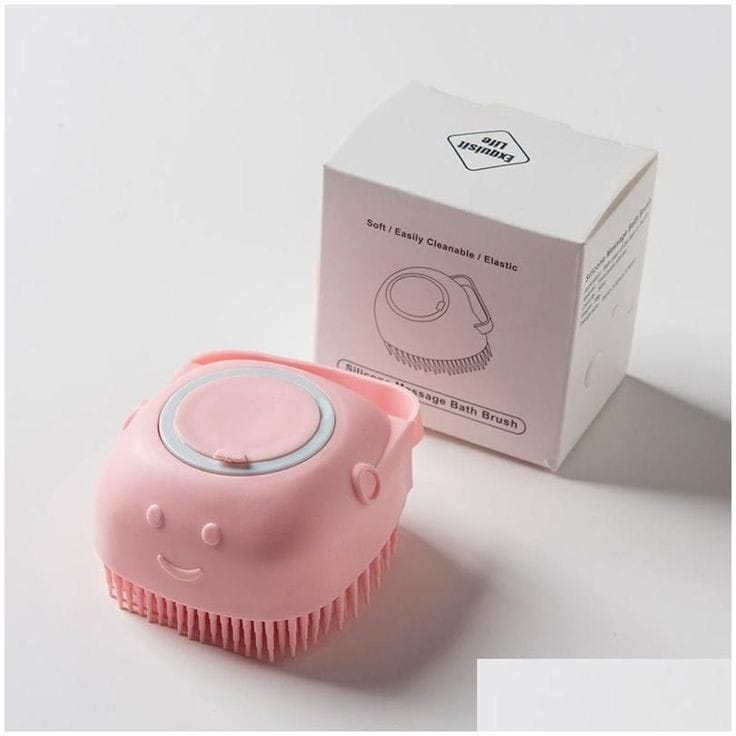 4pcs Multipurpose Reusable Silicone Body Scrubbers Brush / Massager with soap dispenser