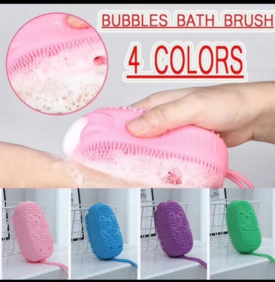 Bubbles bath brush, Double sided exfoliates. Comfortable soft silicone cleaning brush help remove body dirt and keep your skin clean and healthy.
