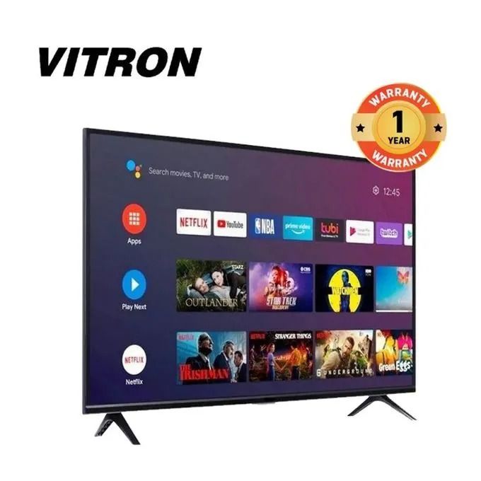 VITRON 43" INCH BLUETOOTH ENABLED HTC4388FS FRAMELESS FHD SMART TV ANDROID TELEVISION NETFLIX YOUTUBE 43 INCH BUILT-IN WIFI APPSTORE 1GB RAM 8GBROM 2*USB PORTS,3*HDMI PORTS + 6 EXTRA ACCESSORIES