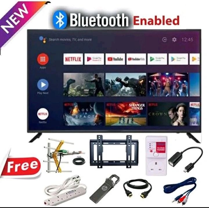 AMTEC 43" inch TV Bluetooth Enabled Frameless 43L12 Television Full HD Smart Android TV Built-in WIFI, Inbuilt Decoder 3*HDMI 2*USB Ports WideColor+ 8 FREE GIFTS