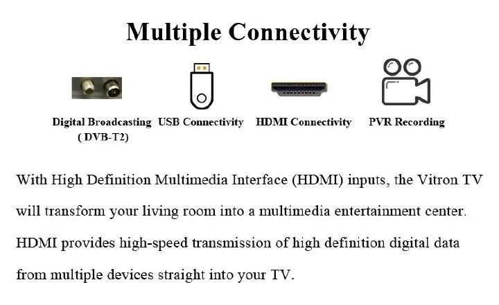 VITRON HTC4388FS 43" INCH BLUETOOTH FRAMELESS FHD SMART TV ANDROID TELEVISION NETFLIX YOUTUBE 43 INCH ,WITH BUILT-IN WIFI, APP STORE 1GB-RAM 8GB-ROM 2*USB PORTS,3*HDMI