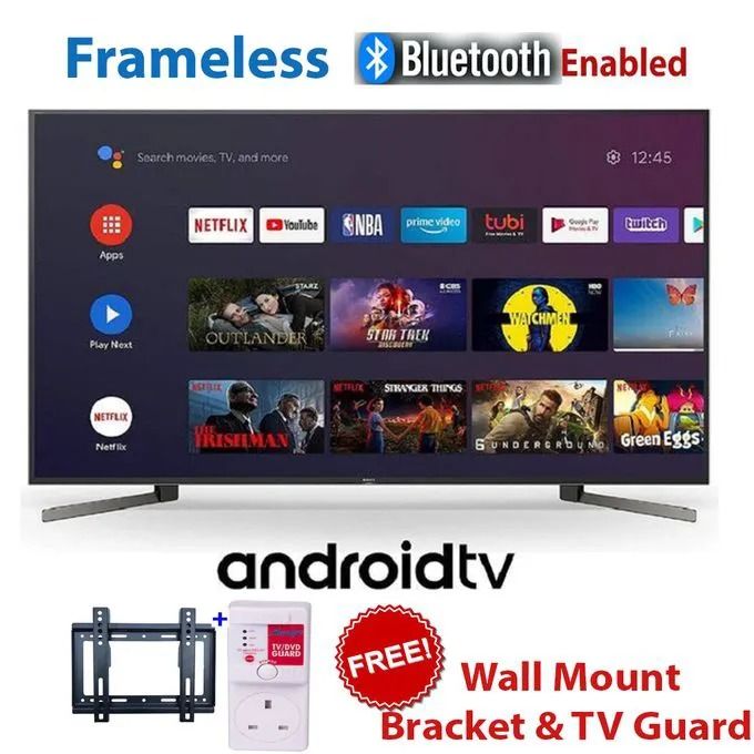 VITRON 43" INCH BLUETOOTH TV HTC4388FS FRAMELESS FHD SMART TV ANDROID TV NETFLIX ,YOUTUBE TELEVISION BUILT-IN WIFI, APP STORE 1GB-RAM 8GB-ROM+FREE TV GUARD +WALL