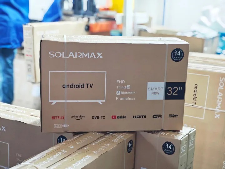 Solarmax 32'' BLUETOOTH TV FRAMELESS 32 Inch Television Solar max Smart TV Inbuilt Decoder HDMI Ports,USB,Netflix,Youtube, Appstore Inbuilt Decoder Smart TV