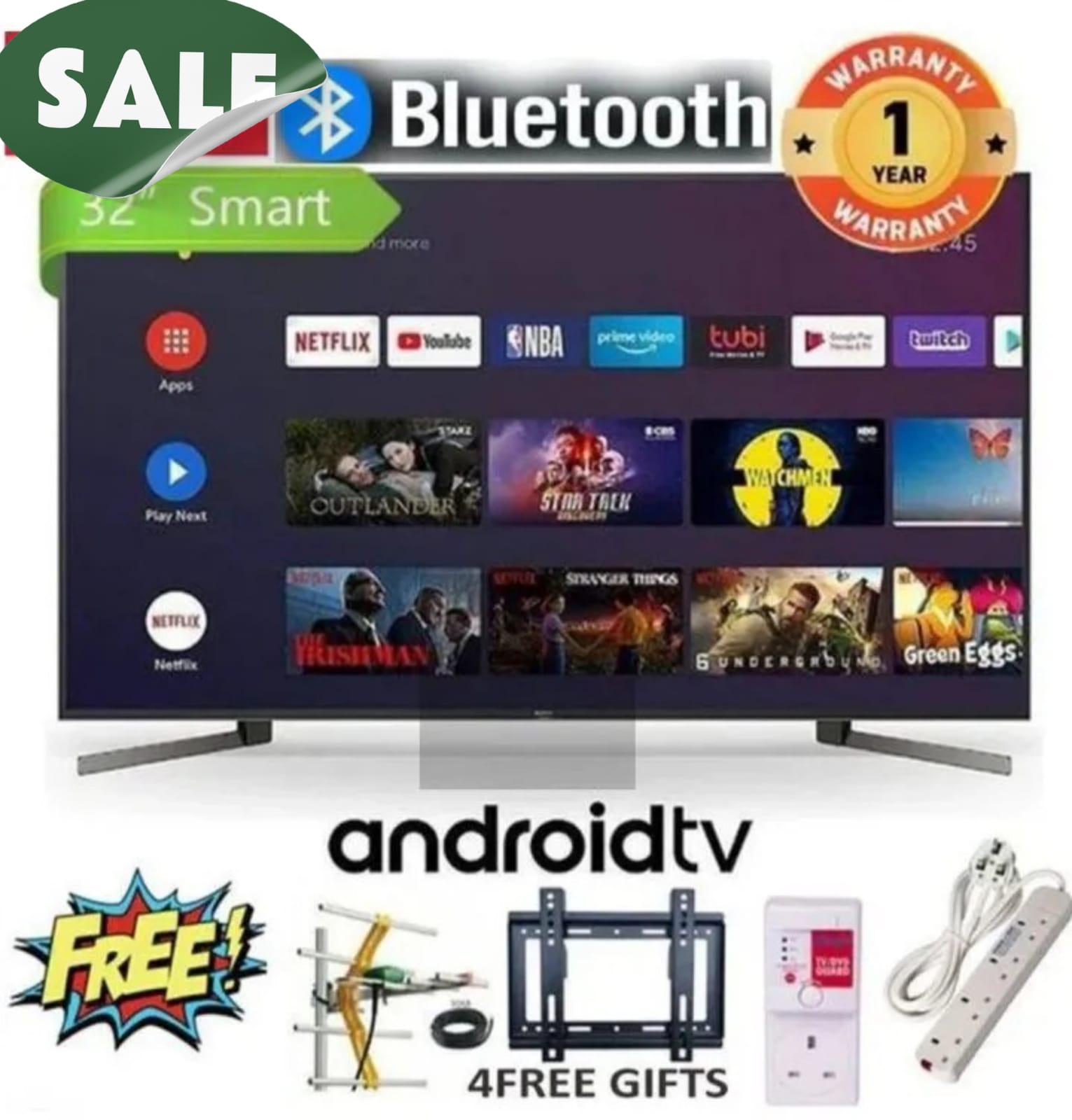TCL 32 Inch Smart TV 32S5400AF 64bit Quad core Processor Full HDgoogle tv 2K Full HD Metallic Bezel-less Design micro dimming Powerful Dolby Audio Full screen display SMART TV + 4 FREE GIFTS!!!