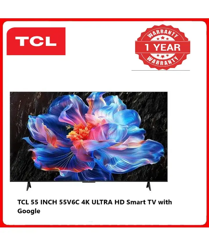TCL 55" Inch 4K ULTRA HD 55V6C Smart TV with Google 55V6C, 2025Model Dolby Vision, Atmos, HDR Pro+, Game Accelerator Enhanced Gaming, Voice Control