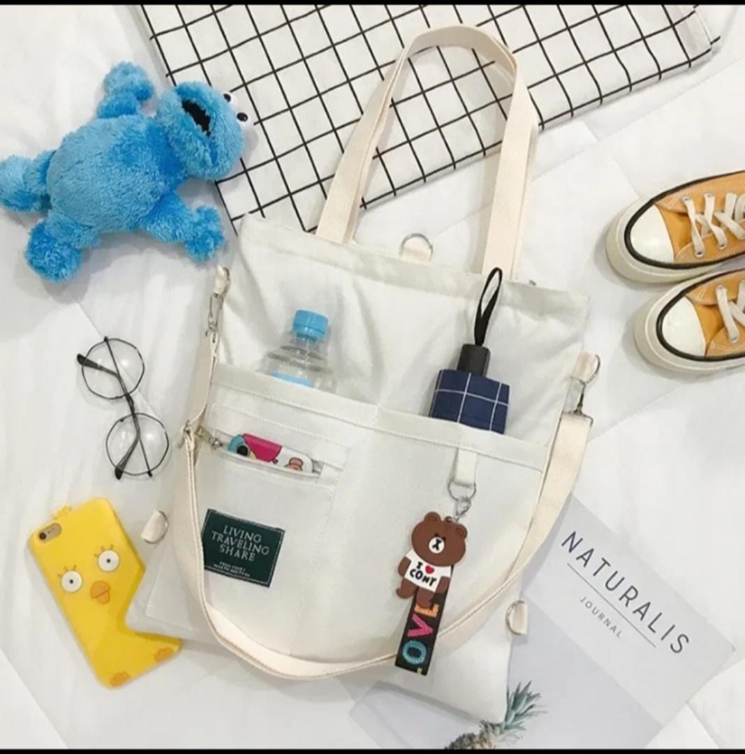 Tote Bags. Canvas Shopping ToteBag Handbags for Girl Book Bags BolsaFeminina Mochila Women's Backpack withPendant