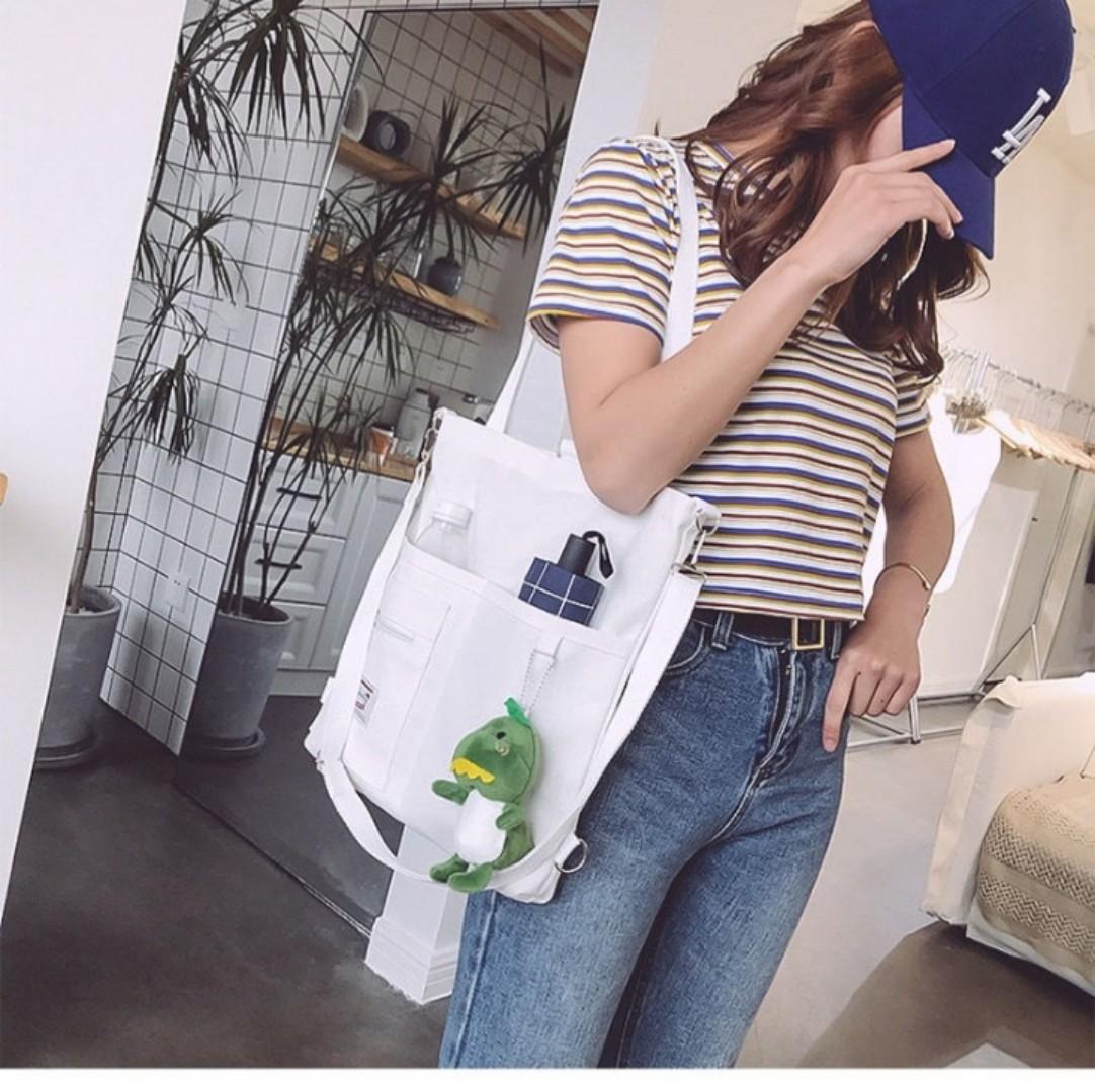 Shoulder Bags. Canvas Shopping ToteBag Handbags for Girl Book Bags BolsaFeminina Mochila Women's Backpack withPendant
