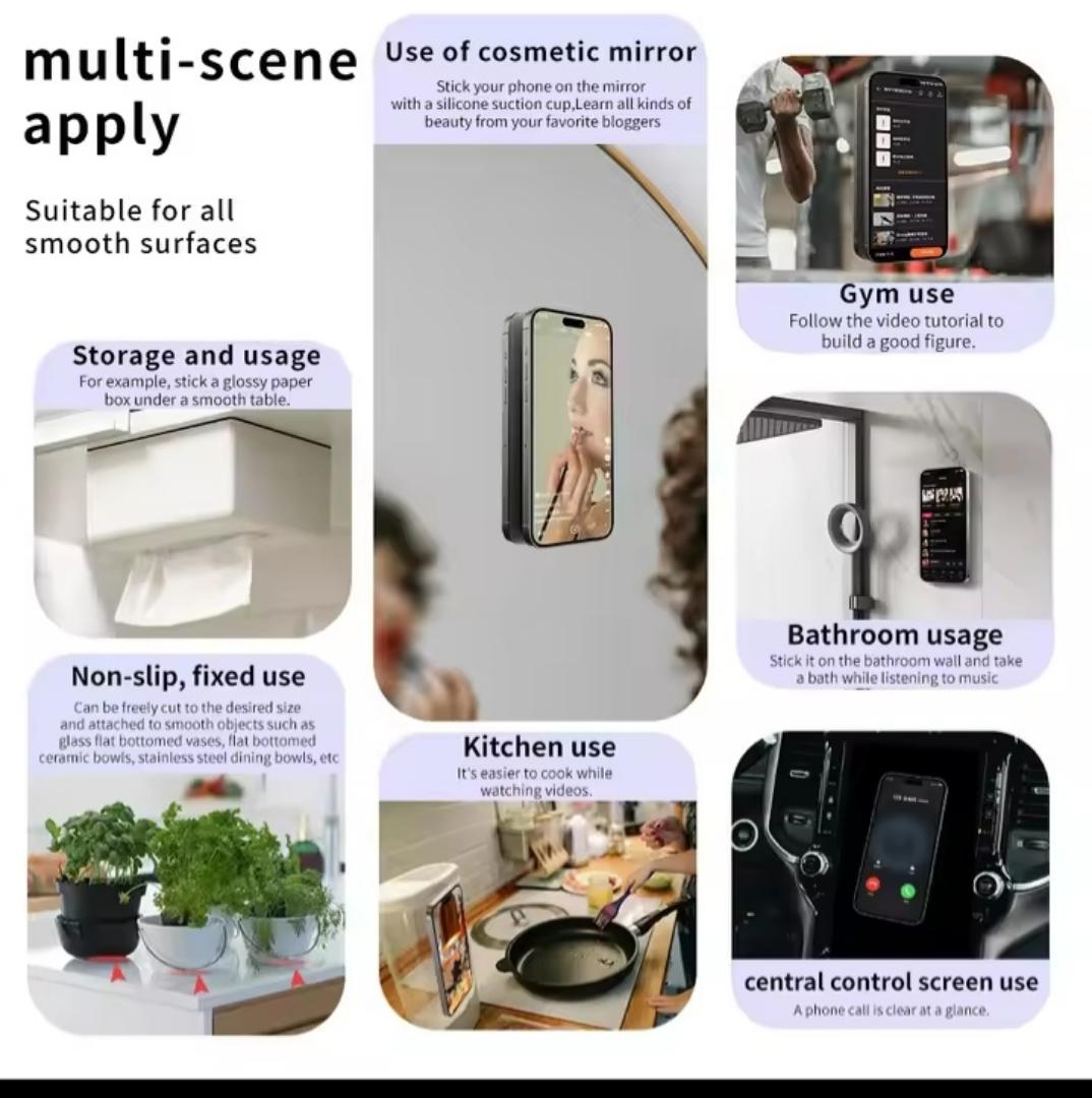 Silicone Suction(RE_USABLE) Cup Phone Case Mount , Phone Accessories Hands-Free Strong Grip Holder for Selfies and Videos, Silicon Phone Stand Fits for iPhone and Android, 1pcs