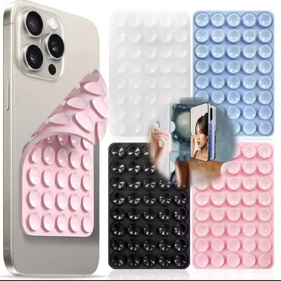 Silicone Suction(RE_USABLE) Cup Phone Case Mount , Phone Accessories Hands-Free Strong Grip Holder for Selfies and Videos, Silicon Phone Stand Fits for iPhone and Android
