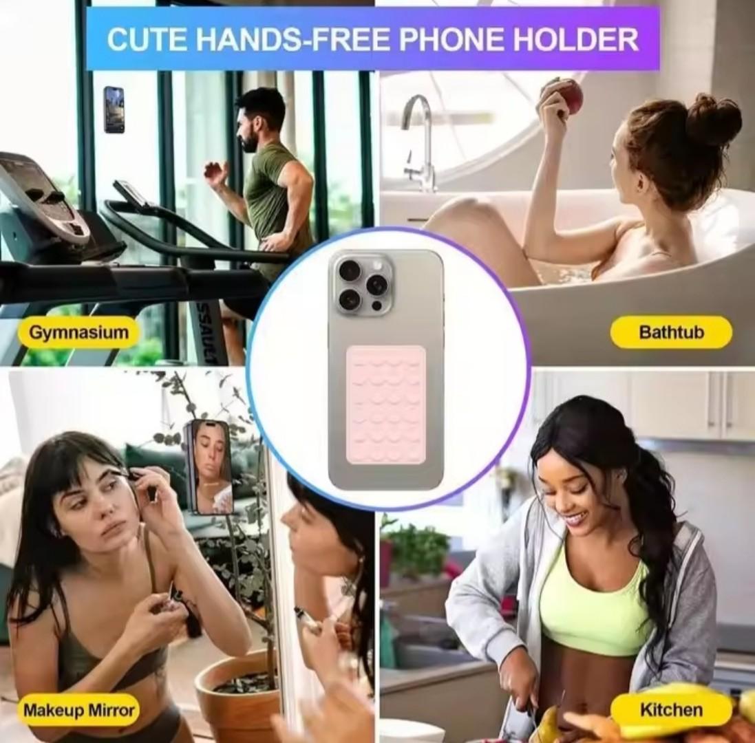 Silicone Suction(RE_USABLE) Cup Phone Case Mount , Phone Accessories Hands-Free Strong Grip Holder for Selfies and Videos, Silicon Phone Stand Fits for iPhone and Android