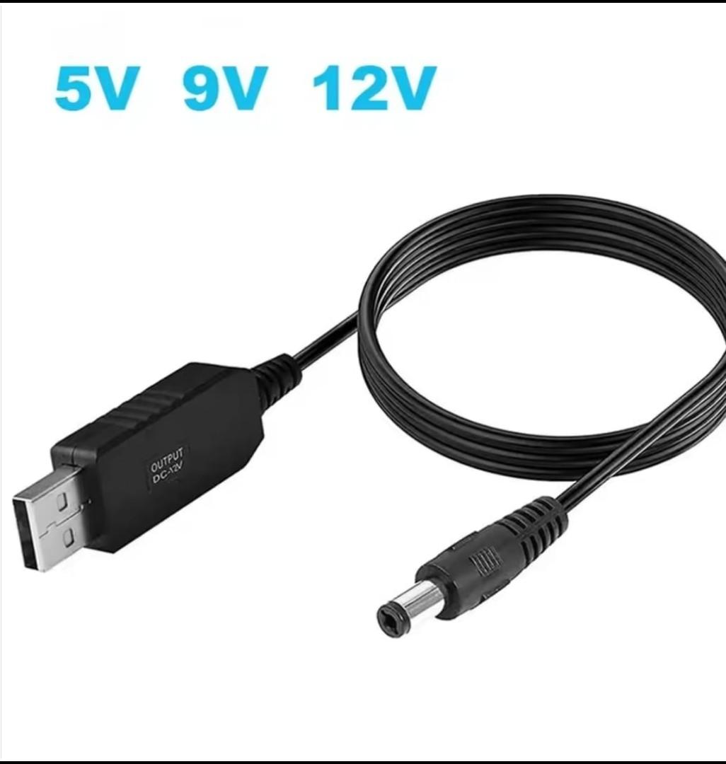 WiFi to Powerbank Cable Connector DC 5V to 12V USB Cord Boost Converter Power Boost Line Step-up Cord for Wifi Router Modem Fan (RESTOCKED!!!)