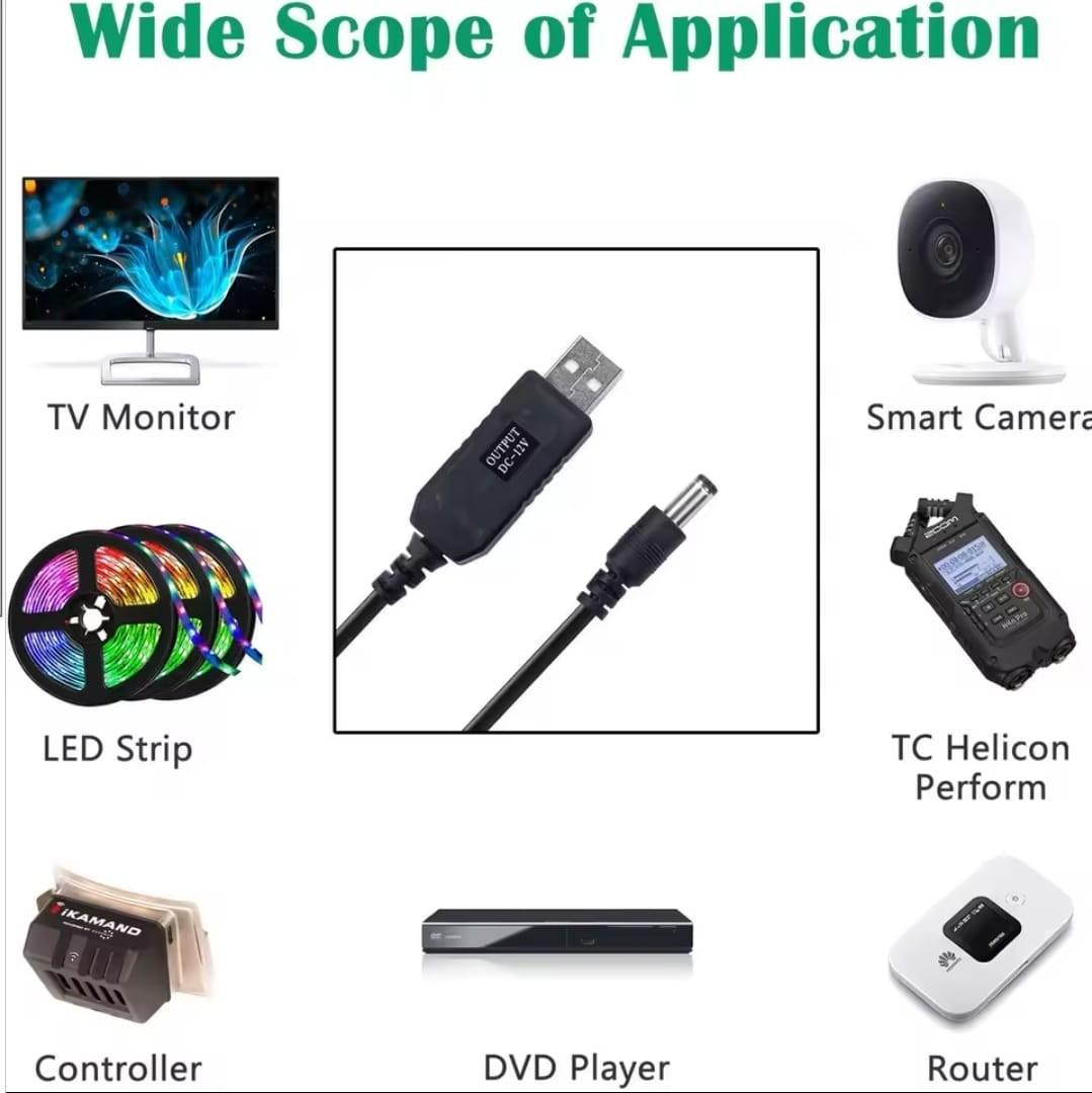WiFi to Powerbank Cable Connector DC 5V to 12V USB Cord Boost Converter Power Boost Line Step-up Cord for Wifi Router Modem Fan (RESTOCKED!!!)