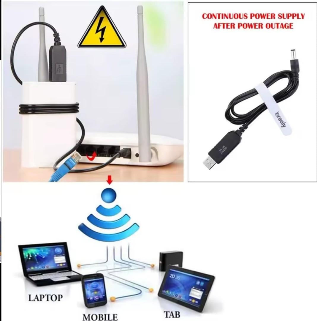 WiFi to Powerbank Cable Connector DC 5V to 12V USB Cord Boost Converter Power Boost Line Step-up Cord for Wifi Router Modem Fan (RESTOCKED!!!)