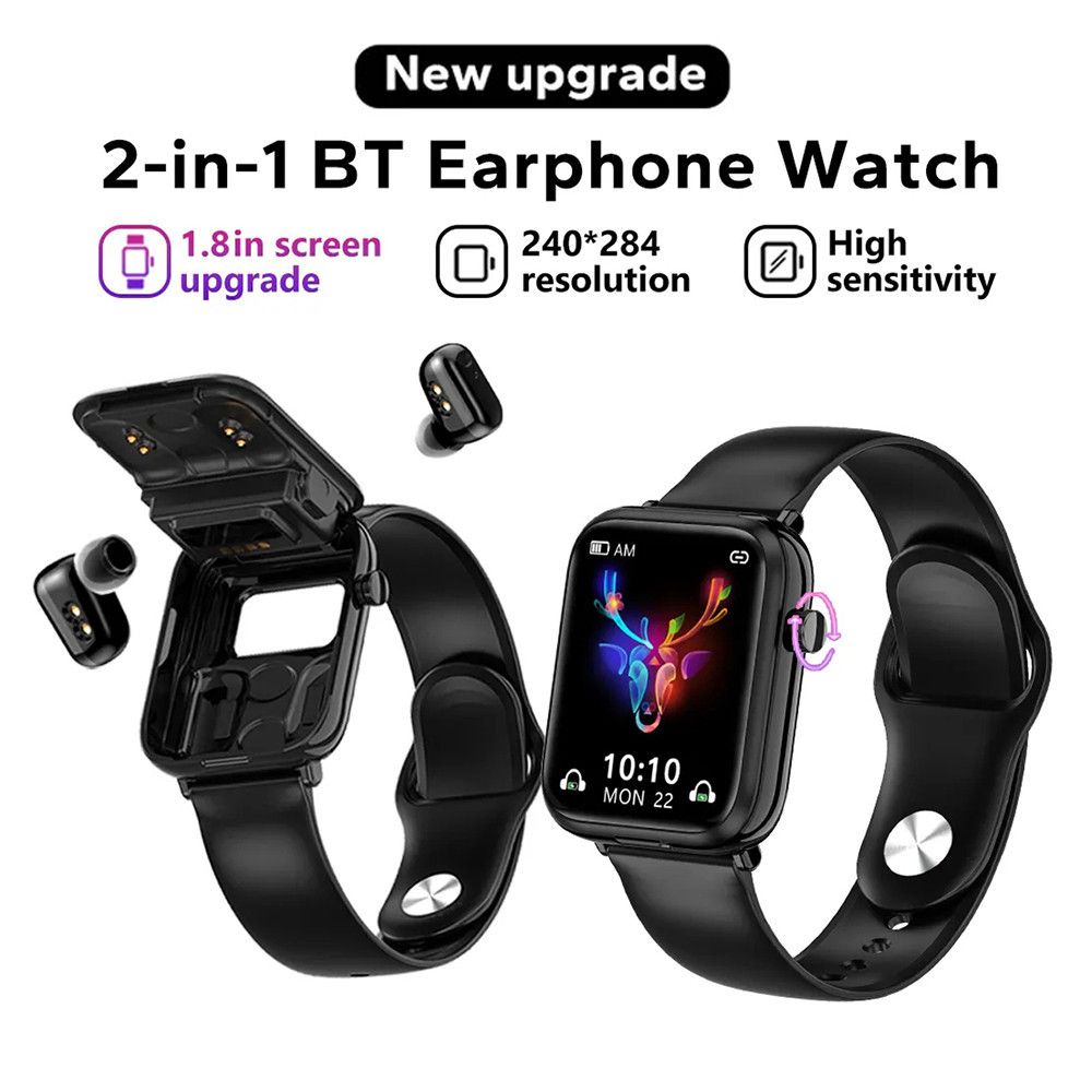 New Men's Smart Watch With Earbuds X8S Sports Fitness Smartwatches Bluetooth Call Square Touch Control Woman Smart Watch TWS in-ear Wireless Earphone 2-in-1 Heart Rate Monitor Fitness Smartwatch
