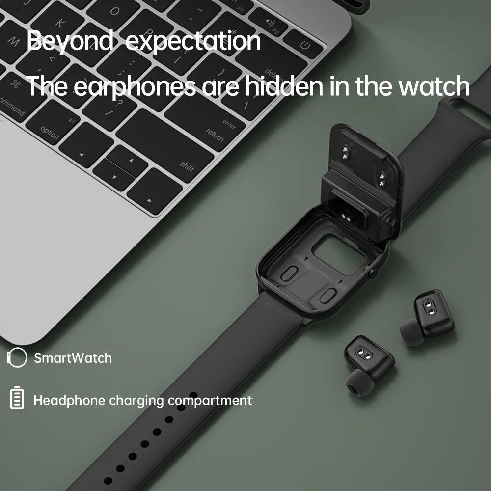 New Men's Smart Watch With Earbuds X8S Sports Fitness Smartwatches Bluetooth Call Square Touch Control Woman Smart Watch TWS in-ear Wireless Earphone 2-in-1 Heart Rate Monitor Fitness Smartwatch