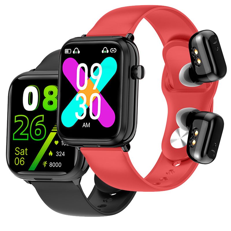New Men's Smart Watch With Earbuds X8S Sports Fitness Smartwatches Bluetooth Call Square Touch Control Woman Smart Watch TWS in-ear Wireless Earphone 2-in-1 Heart Rate Monitor Fitness Smartwatch