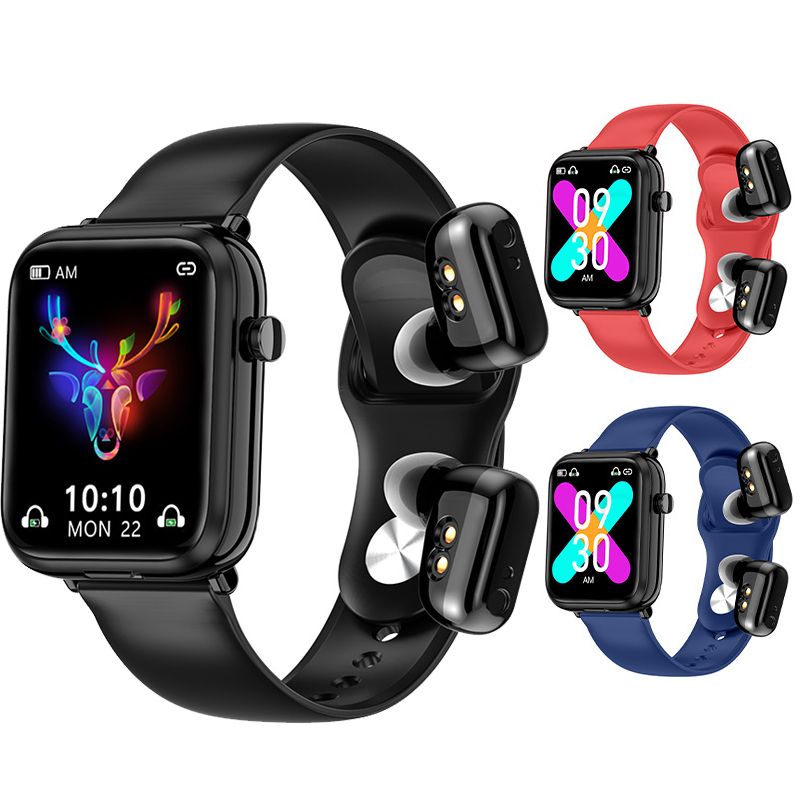 New Men's Smart Watch With Earbuds X8S Sports Fitness Smartwatches Bluetooth Call Square Touch Control Woman Smart Watch TWS in-ear Wireless Earphone 2-in-1 Heart Rate Monitor Fitness Smartwatch