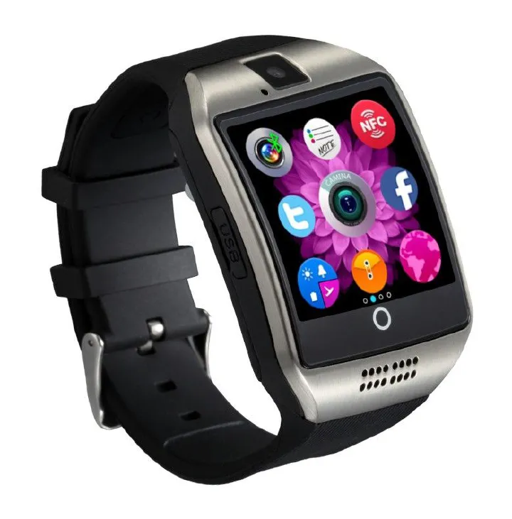 Q18 Smart watch With SIM Card Slot TF Slot Bluetooth smart watch Men Women smart watch With Camera Curved screen 1.54'' 350mAh battery MP3 Player 64M memory Touch Screen Smartwatch Sports Smart Watch