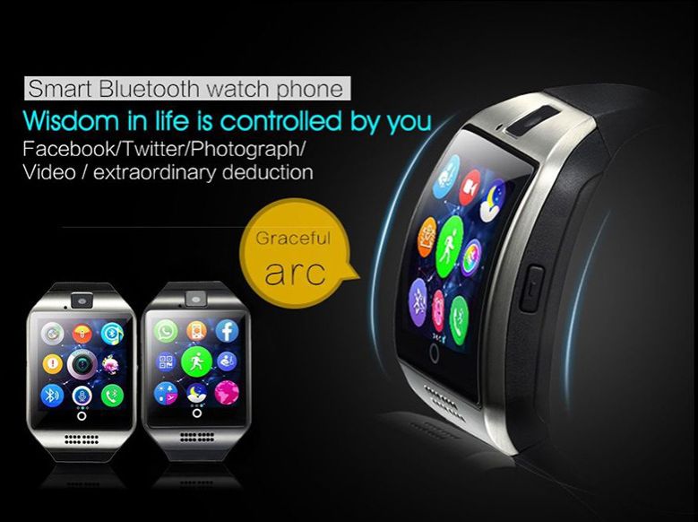 Q18 Smart watch With SIM Card Slot TF Slot Bluetooth smart watch Men Women smart watch With Camera Curved screen 1.54'' 350mAh battery MP3 Player 64M memory Touch Screen Smartwatch Sports Smart Watch