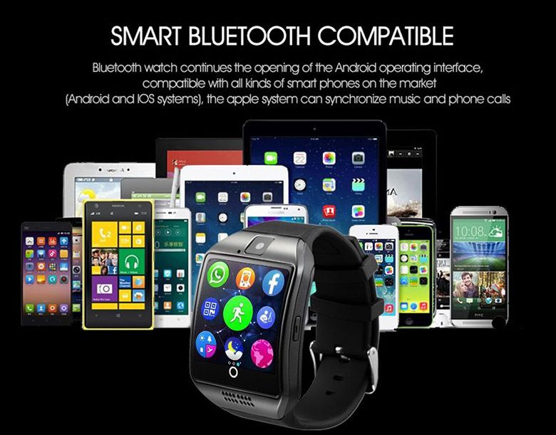 Q18 Smart watch With SIM Card Slot TF Slot Bluetooth smart watch Men Women smart watch With Camera Curved screen 1.54'' 350mAh battery MP3 Player 64M memory Touch Screen Smartwatch Sports Smart Watch