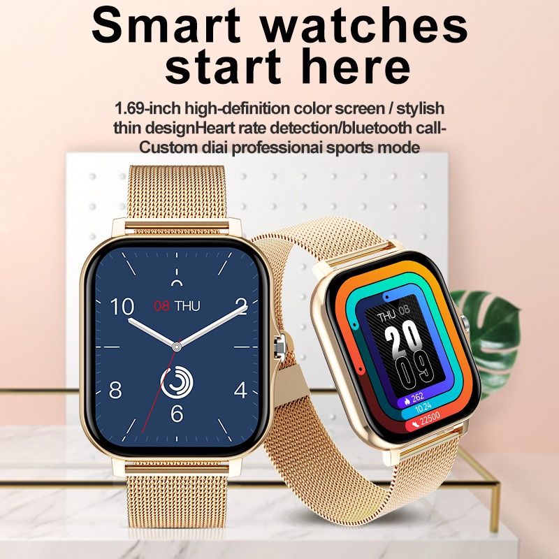 Women Smart Watch Men Smartwatches 1.69" Full touch Bluetooth Call Smart Bracelet Waterproof Fitness Tracker Ladies Health Bracelets Relogio Gold Smart watch bangili ya saa nzuri Silver Smart Watch
