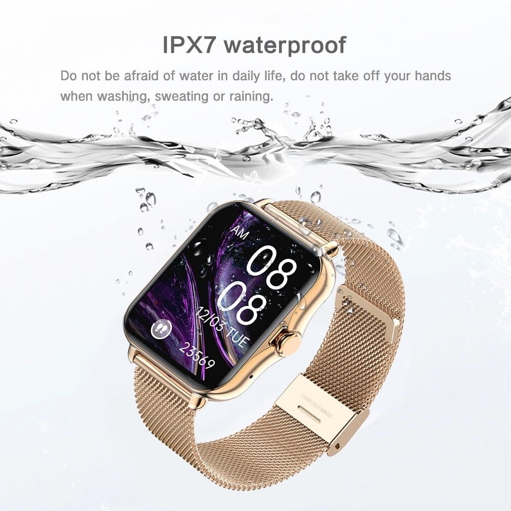 Women Smart Watch Men Smartwatches 1.69" Full touch Bluetooth Call Smart Bracelet Waterproof Fitness Tracker Ladies Health Bracelets Relogio Gold Smart watch bangili ya saa nzuri Silver Smart Watch