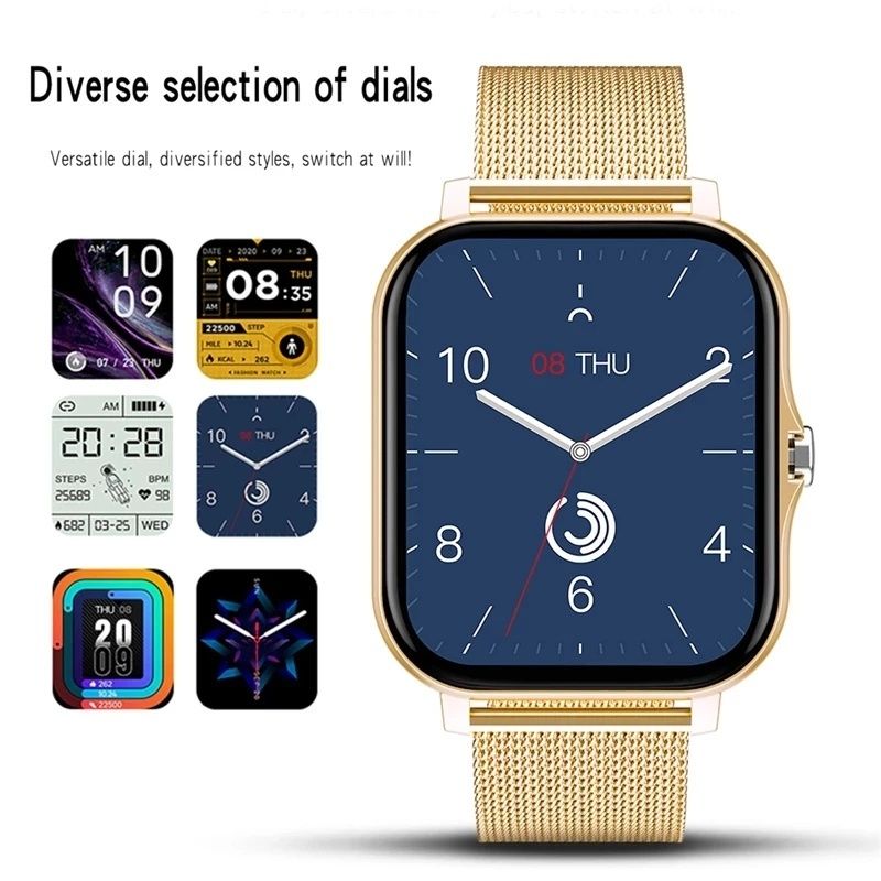 Women Smart Watch Men Smartwatches 1.69" Full touch Bluetooth Call Smart Bracelet Waterproof Fitness Tracker Ladies Health Bracelets Relogio Gold Smart watch bangili ya saa nzuri Silver Smart Watch