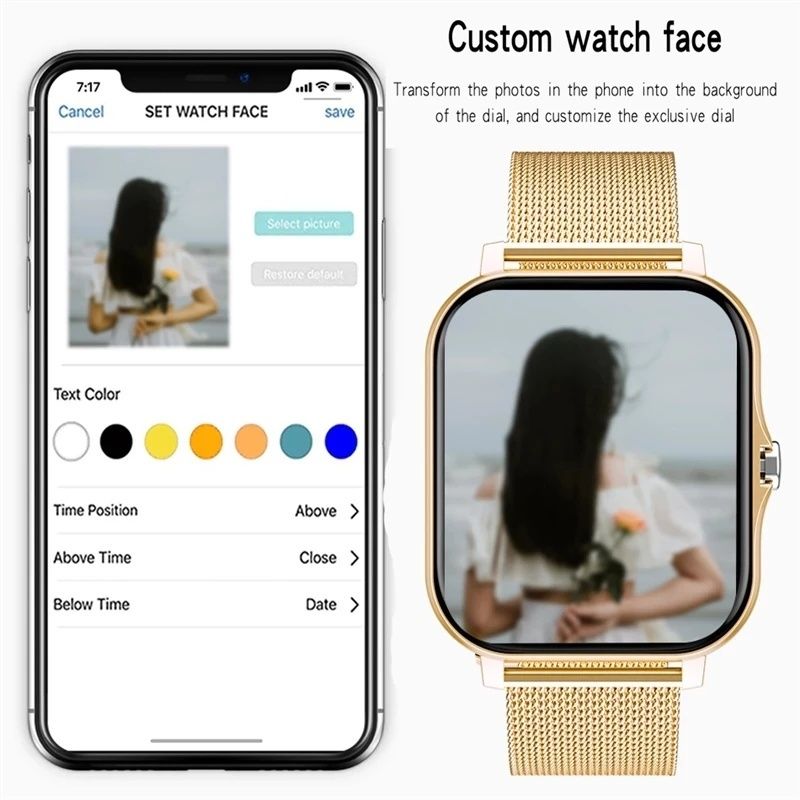 Women Smart Watch Men Smartwatches 1.69" Full touch Bluetooth Call Smart Bracelet Waterproof Fitness Tracker Ladies Health Bracelets Relogio Gold Smart watch bangili ya saa nzuri Silver Smart Watch
