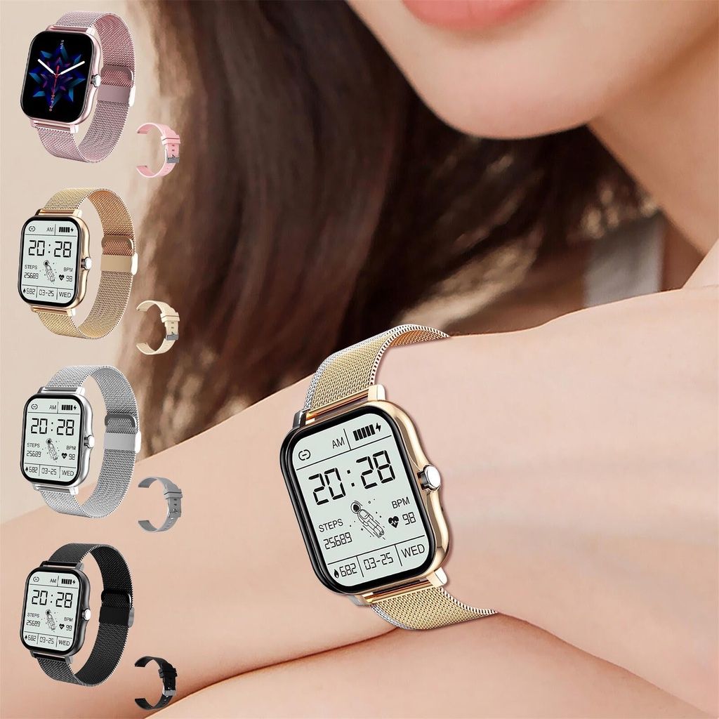 Women Smart Watch Men Smartwatches 1.69" Full touch Bluetooth Call Smart Bracelet Waterproof Fitness Tracker Ladies Health Bracelets Relogio Gold Smart watch bangili ya saa nzuri Silver Smart Watch