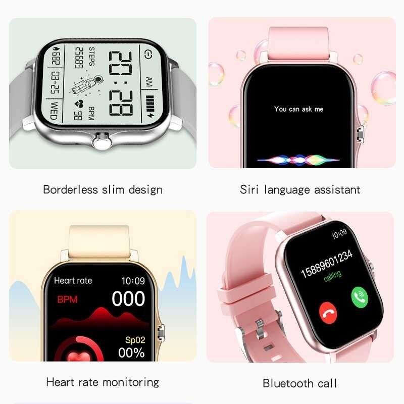 Women Smart Watch Men Smartwatches 1.69" Full touch Bluetooth Call Smart Bracelet Waterproof Fitness Tracker Ladies Health Bracelets Relogio Gold Smart watch bangili ya saa nzuri Silver Smart Watch