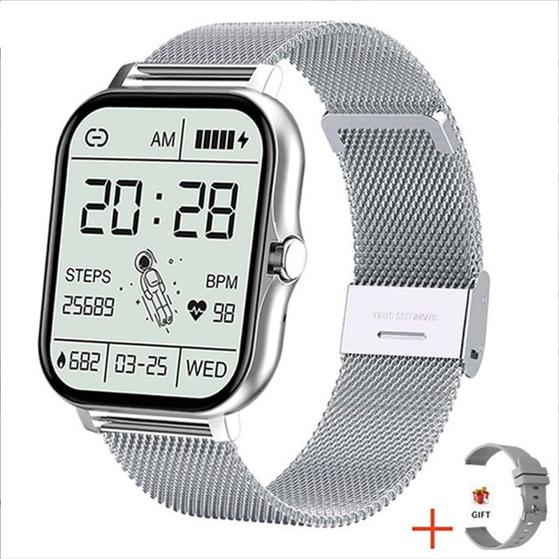 Women Smart Watch Men Smartwatches 1.69" Full touch Bluetooth Call Smart Bracelet Waterproof Fitness Tracker Ladies Health Bracelets Relogio Gold Smart watch bangili ya saa nzuri Silver Smart Watch