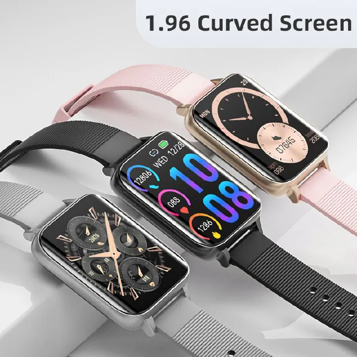 Men Women Smart Watch Heart Rate ECG Monitor NFC IP68 Waterproof Smart Watch Bluetooth Full Touch 1.96'' HD Curved Smart Watch Fitness Sports Smartwatches For Men OD1 Smart Watch For Women