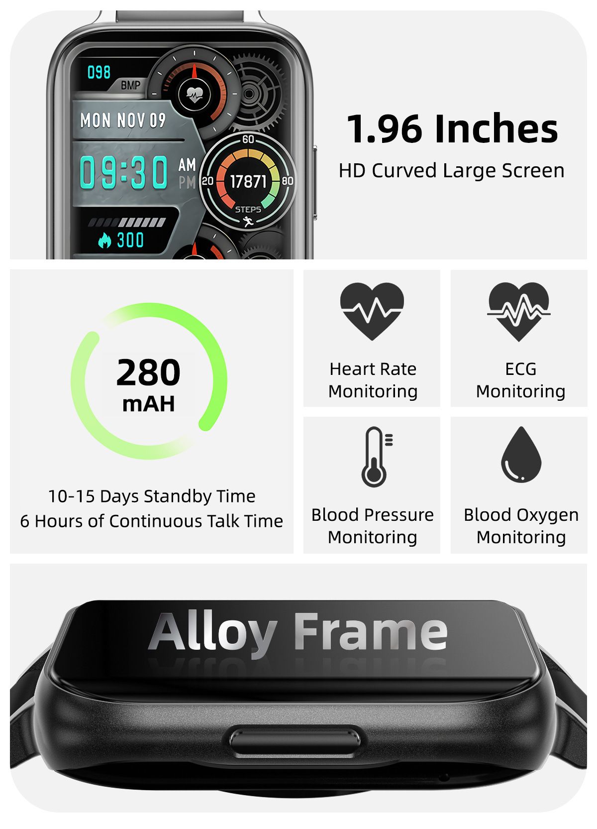 OD1 Thin Bluetooth Call Smart Watch Heart Rate Blood Pressure Monitor Step Body Temperature IP68 Waterproof Sports Smart Bracelet Full Touch HD Curved Screen Smartwatches For Men Smart Watch For Women