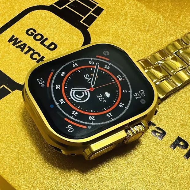 Bluetooth Smartwatch with 2pcs Straps Fitness Sports Smart Watch Waterproof IP67 Gold Watch Stainless Steel Strap Real Screw Buckle Metal Business Luxury Wrist Watch Women Men Smart Watch C9 Ultra Max