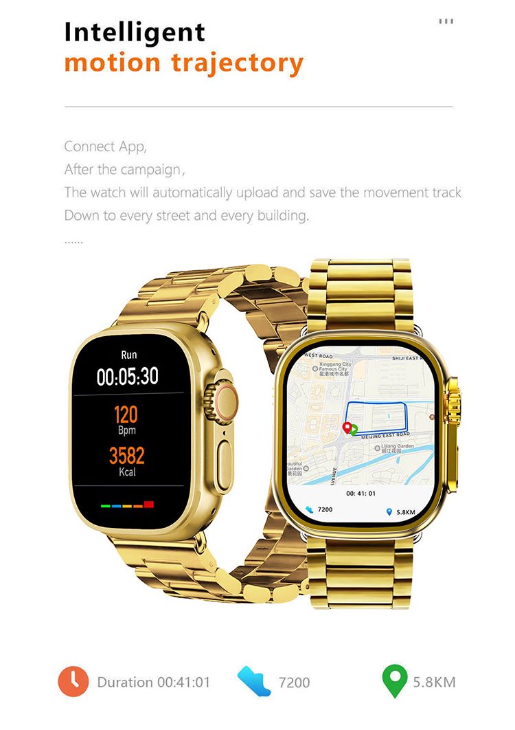 Bluetooth Smartwatch with 2pcs Straps Fitness Sports Smart Watch Waterproof IP67 Gold Watch Stainless Steel Strap Real Screw Buckle Metal Business Luxury Wrist Watch Women Men Smart Watch C9 Ultra Max