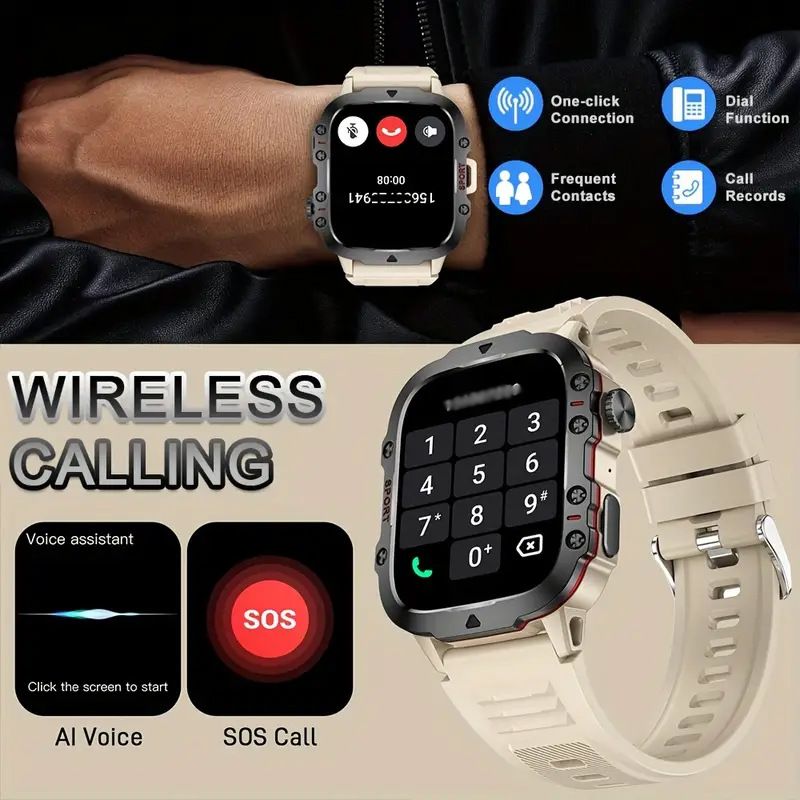 Smartwatches Men Woman QX11 1.96'' large screen Full Touch Bluetooth call smart watch large battery 420mAh heart rate IP68 waterproof Smart Watch for men women Couple Watch Siri AI voice Sports Watch
