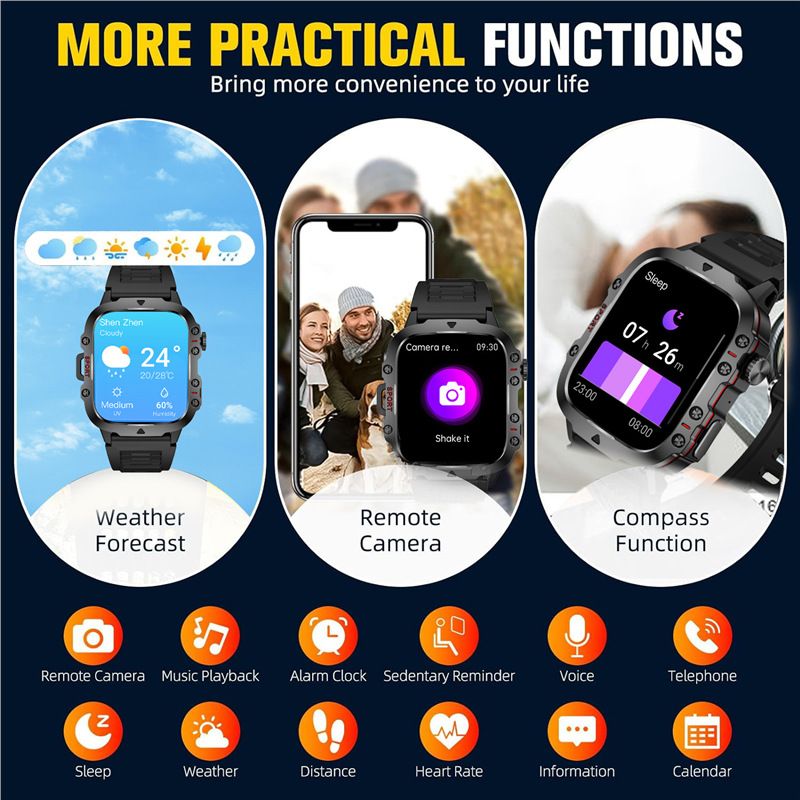 Smartwatches Men Woman QX11 1.96'' large screen Full Touch Bluetooth call smart watch large battery 420mAh heart rate IP68 waterproof Smart Watch for men women Couple Watch Siri AI voice Sports Watch